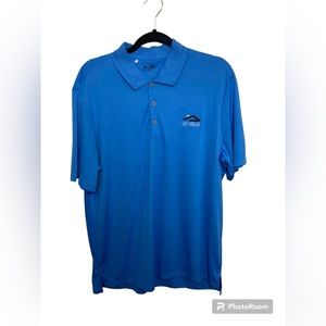 Adidas blue short sleeve golf polo shirt. Gettysburg. Large
